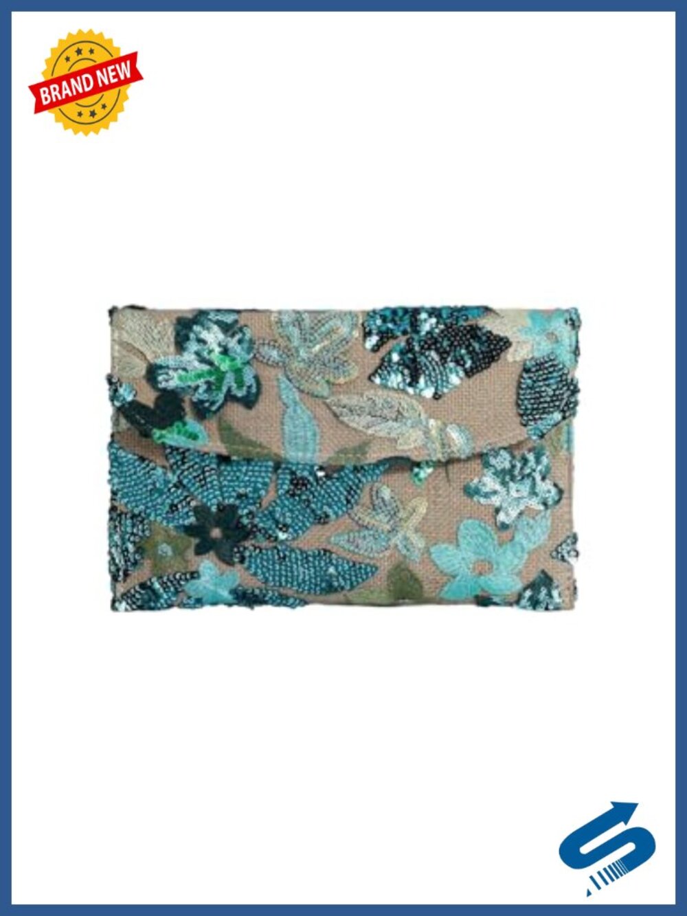 Floral Beaded Sequin Clutch Purse Evening Handbag
